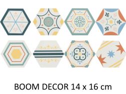 BOOM DECOR 14x16 cm - PÅytki podÅogowe i Åcienne, heksagonalne, w designerskiej kolorystyce.